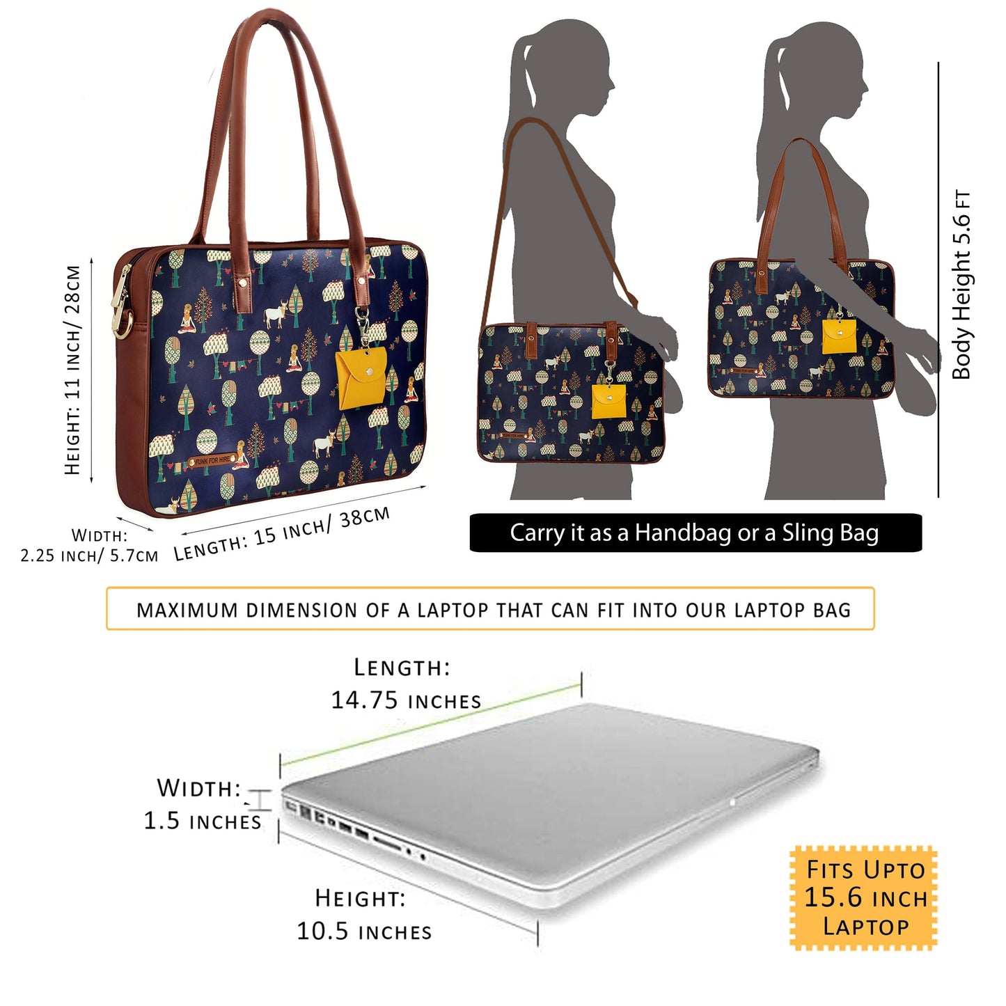 Garage Sale : Laptop Tree Navy Handbag- 06