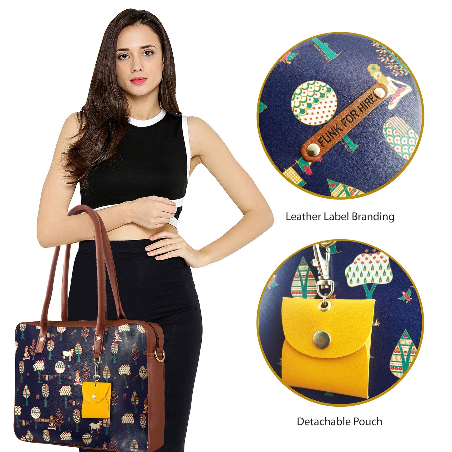 Garage Sale : Laptop Tree Navy Handbag- 05