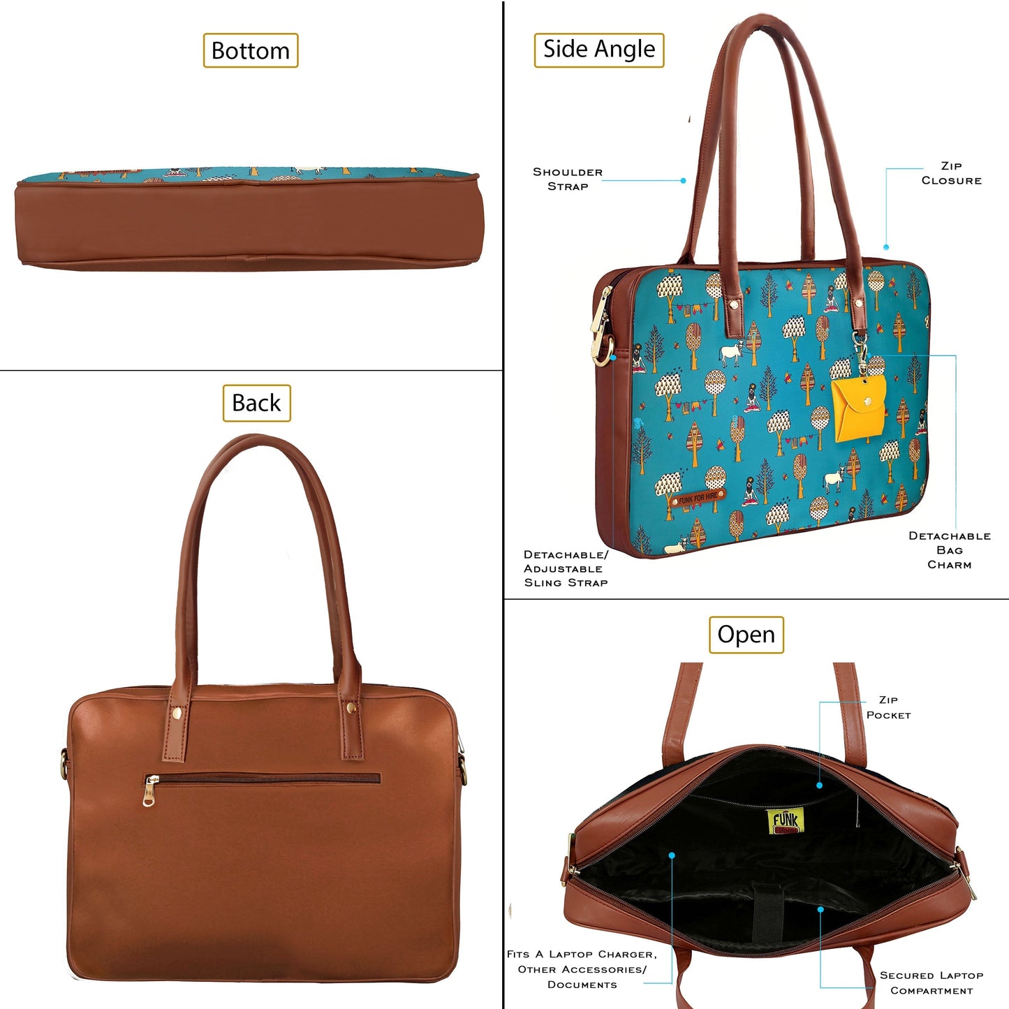 Garage Sale : Tree Laptop Teal Handbag - 01