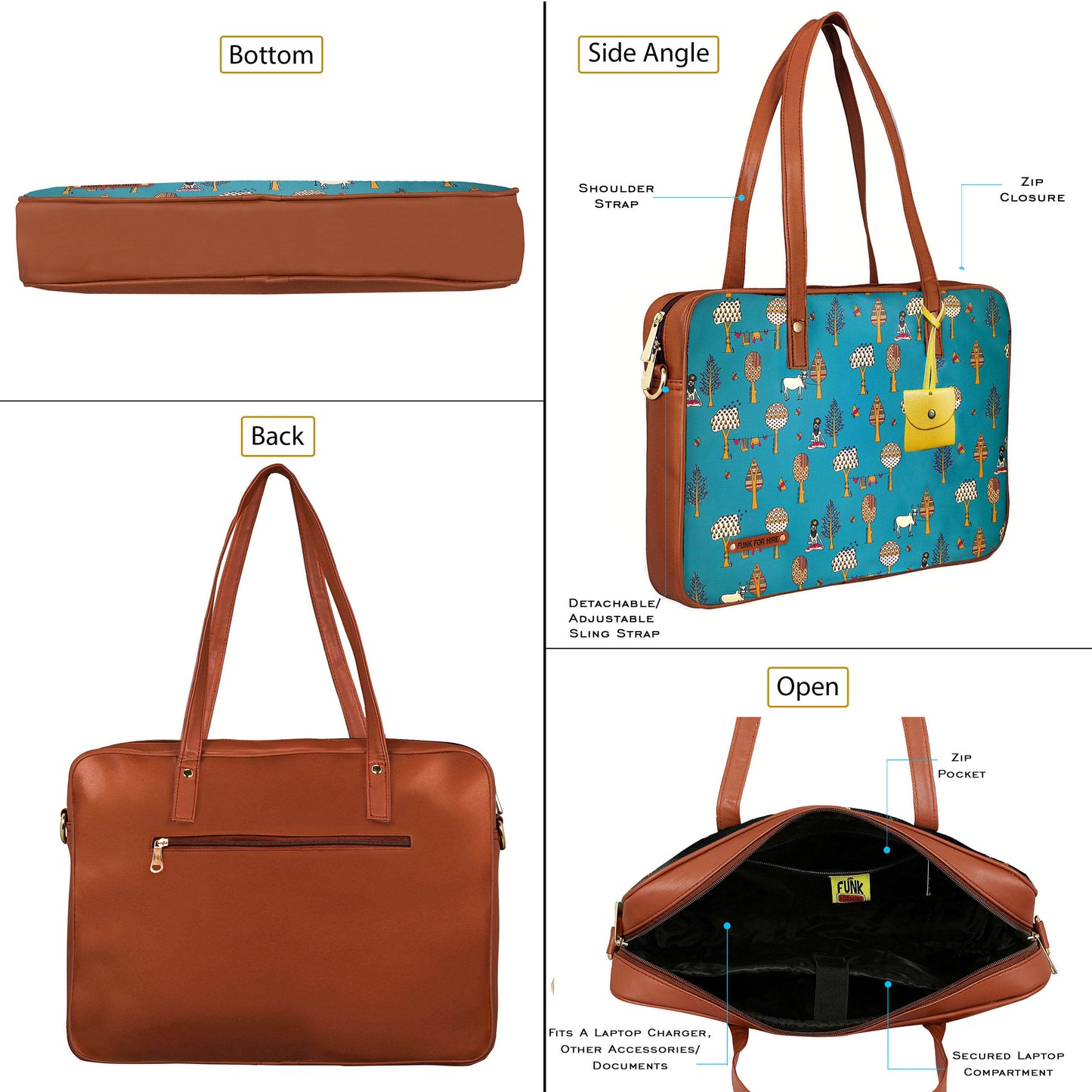 Laptop Handbag Tree Teal