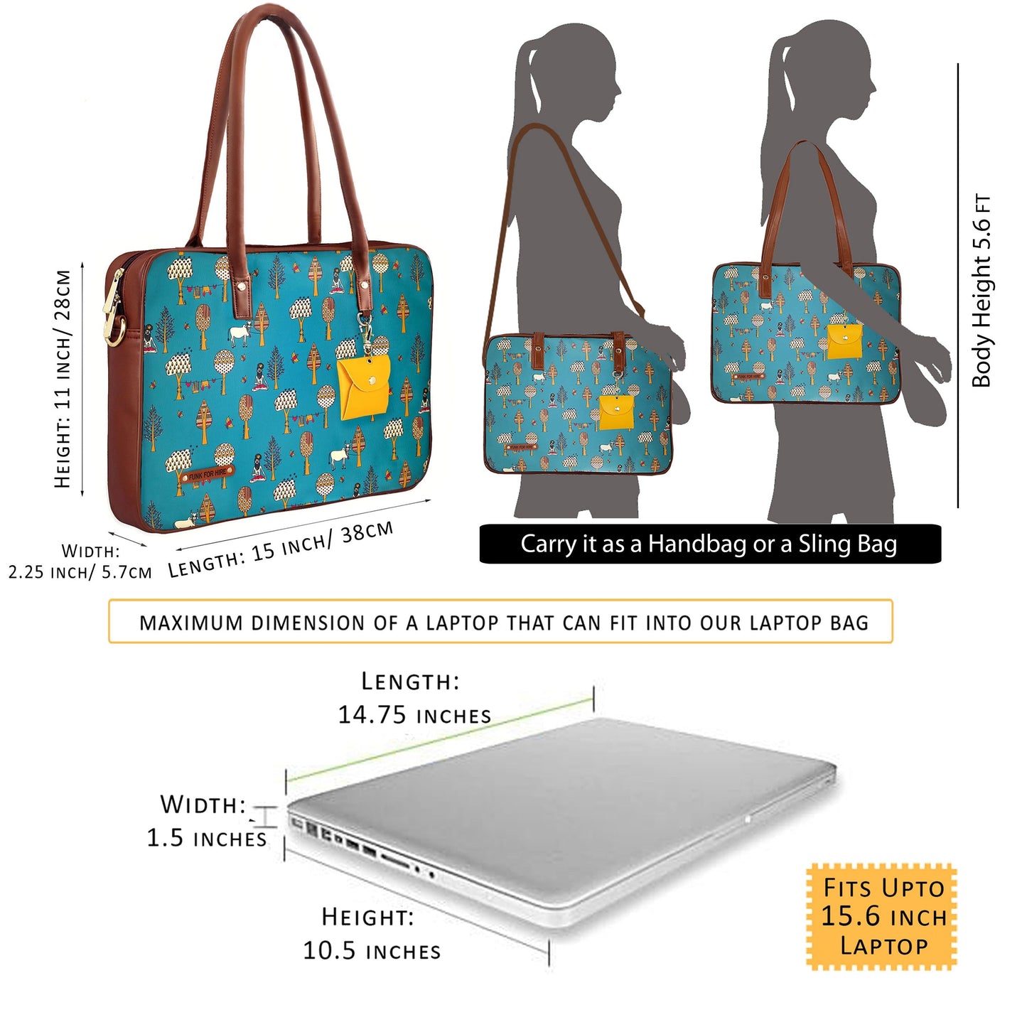 Garage Sale : Tree Laptop Teal Handbag - 01