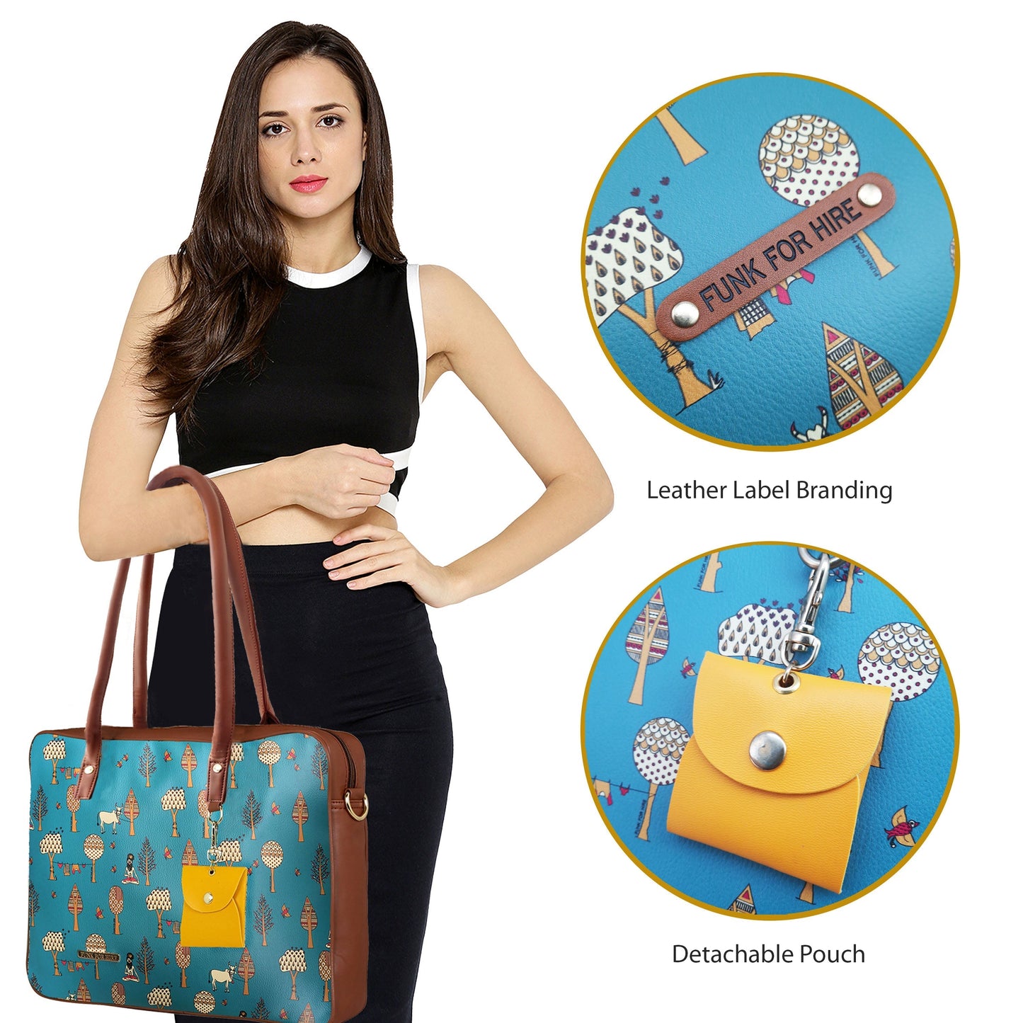 Garage Sale : Tree Laptop Teal Handbag - 01
