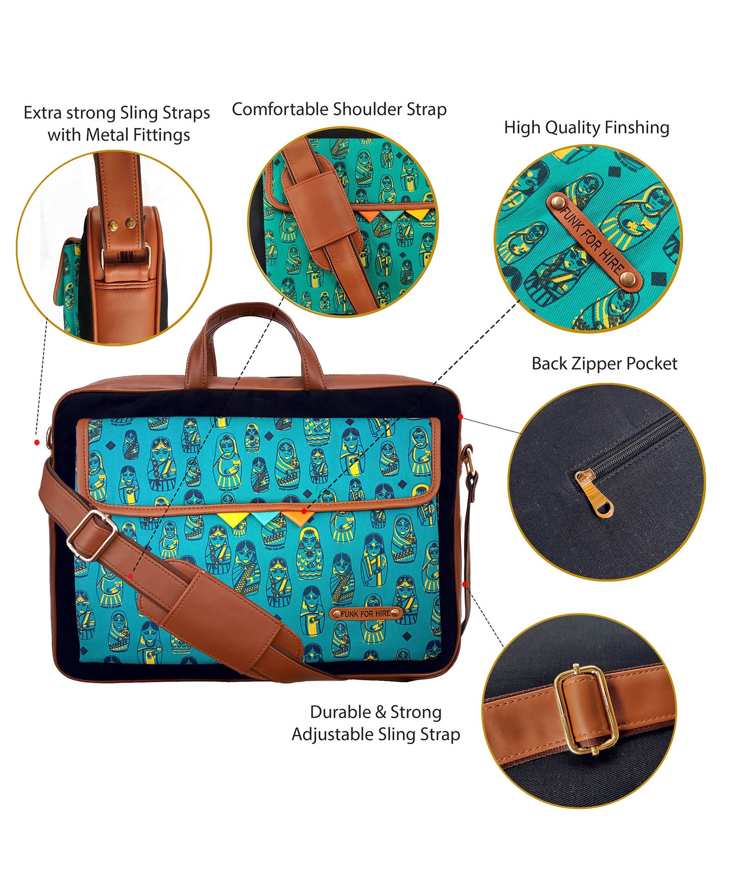 Combo Offers :Doll One Pocket Laptop Turq Bag & Pocket Teal Wallet
