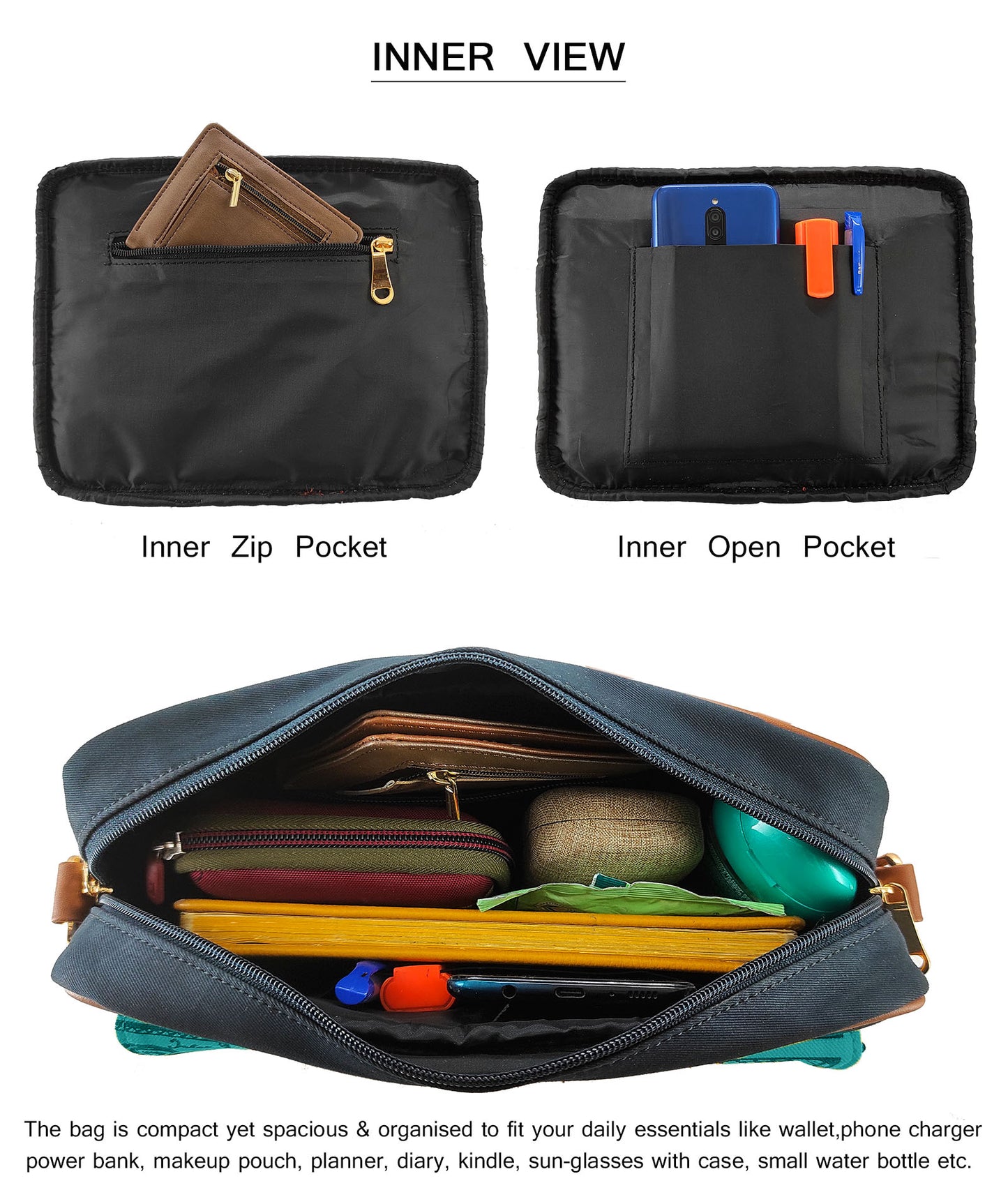 Doll Two Pocket Sling Bag Turquoise