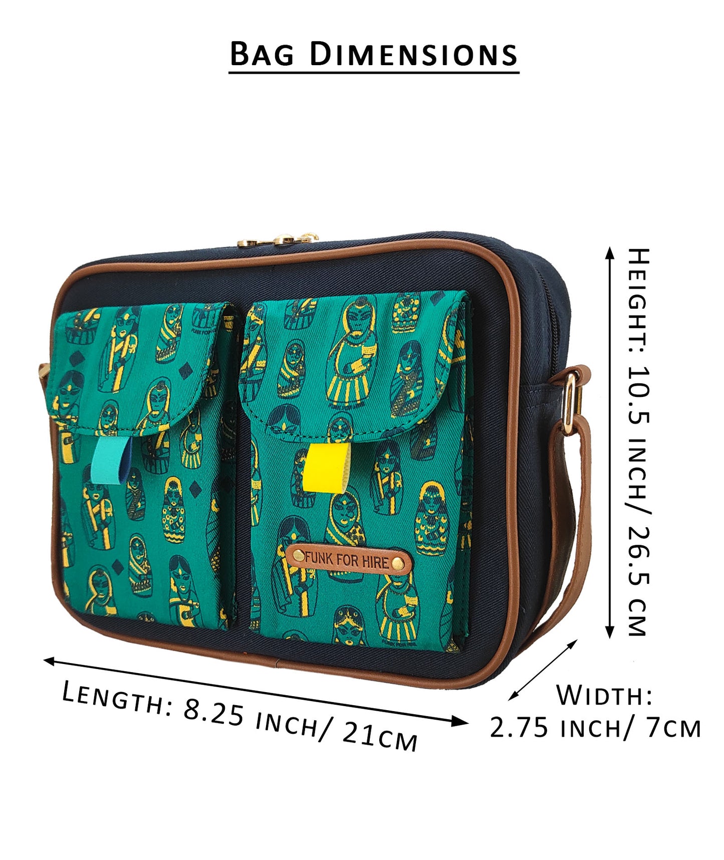 Doll Two Pocket Sling Bag Turquoise