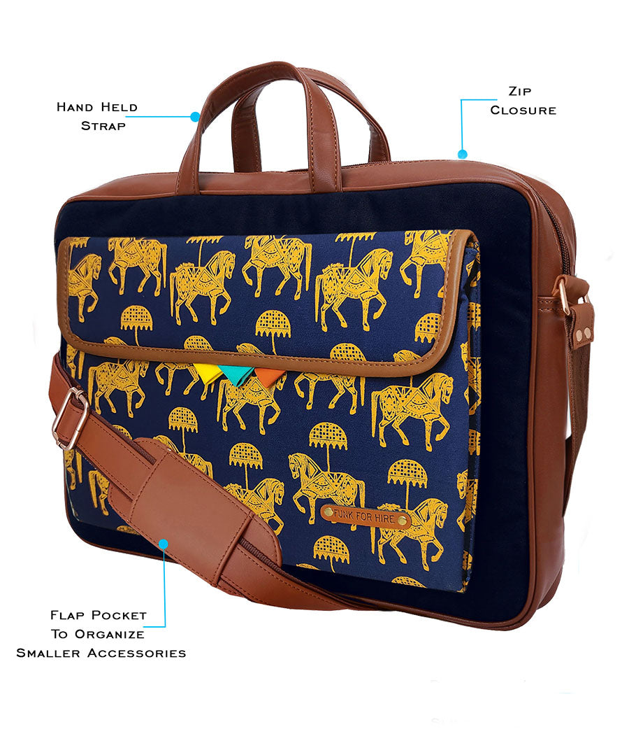 Horse One Pocket Laptop Bag 15.6 inch Blue