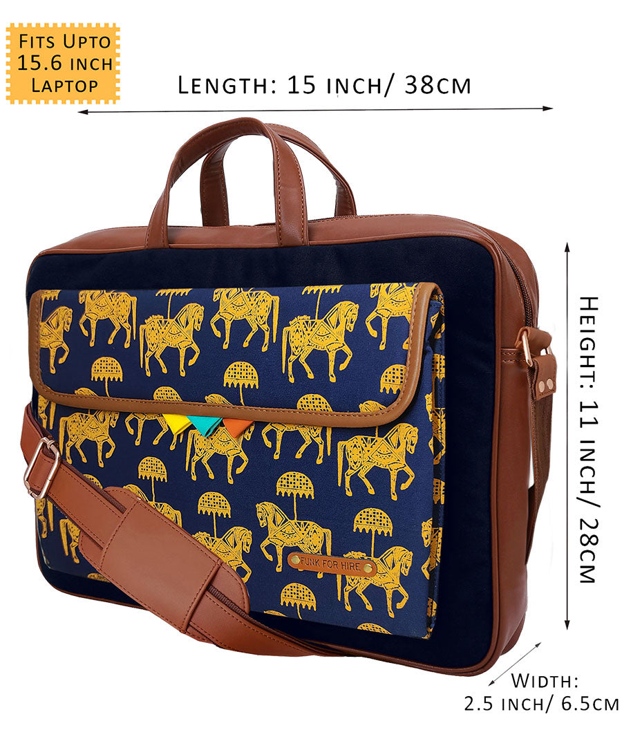 Horse One Pocket Laptop Bag 15.6 inch Blue