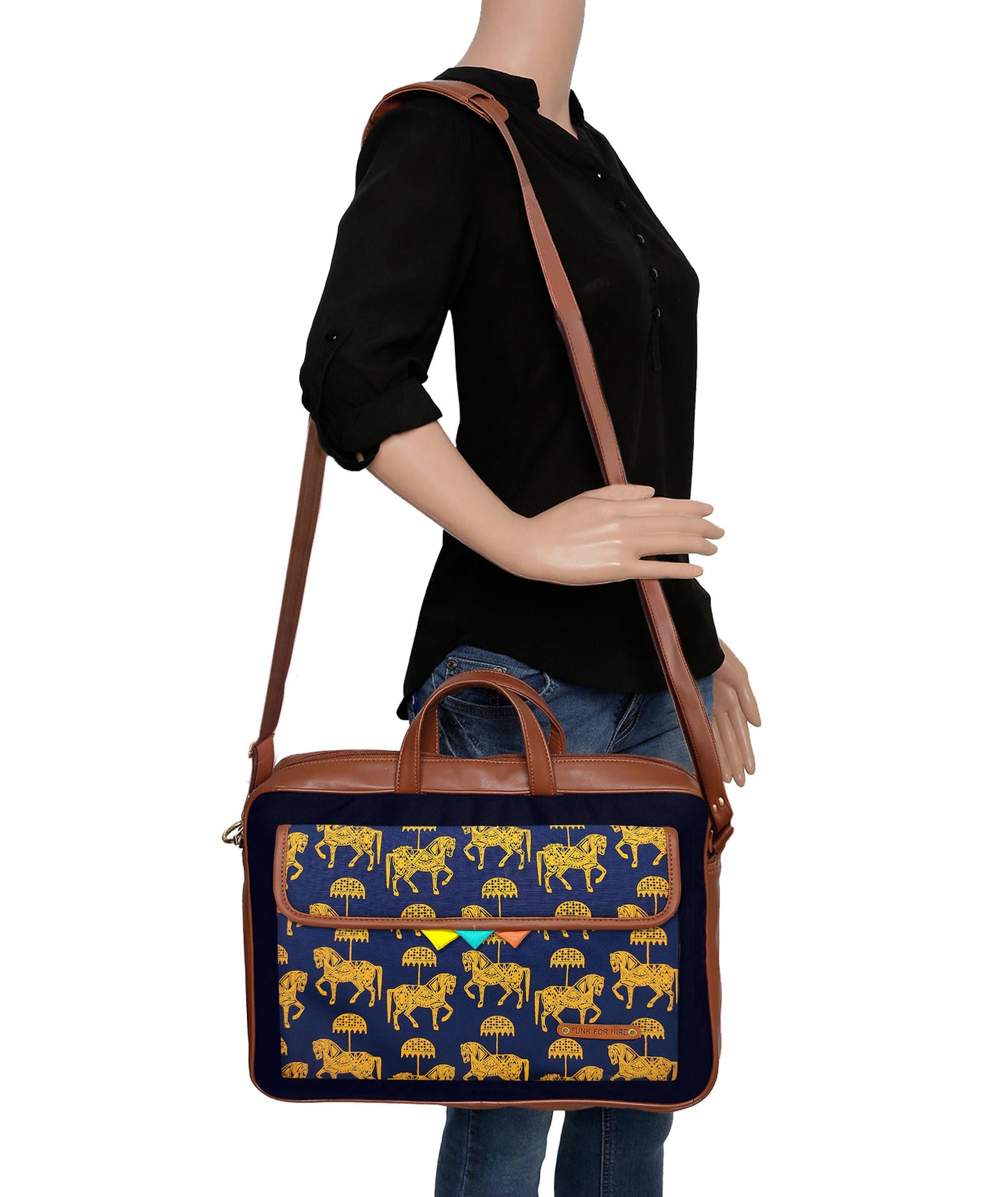 Horse One Pocket Laptop Bag 15.6 inch Blue