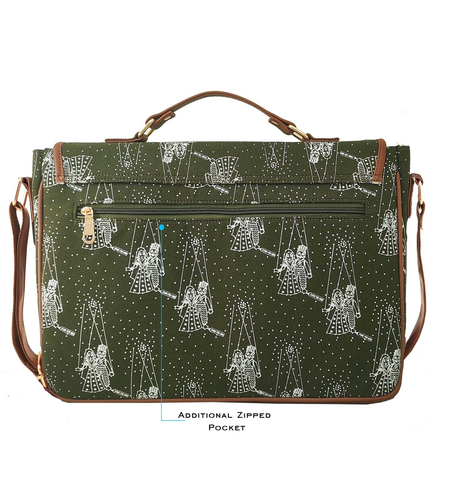 Katputli Flap Laptop Bag 15.6 inch Olive