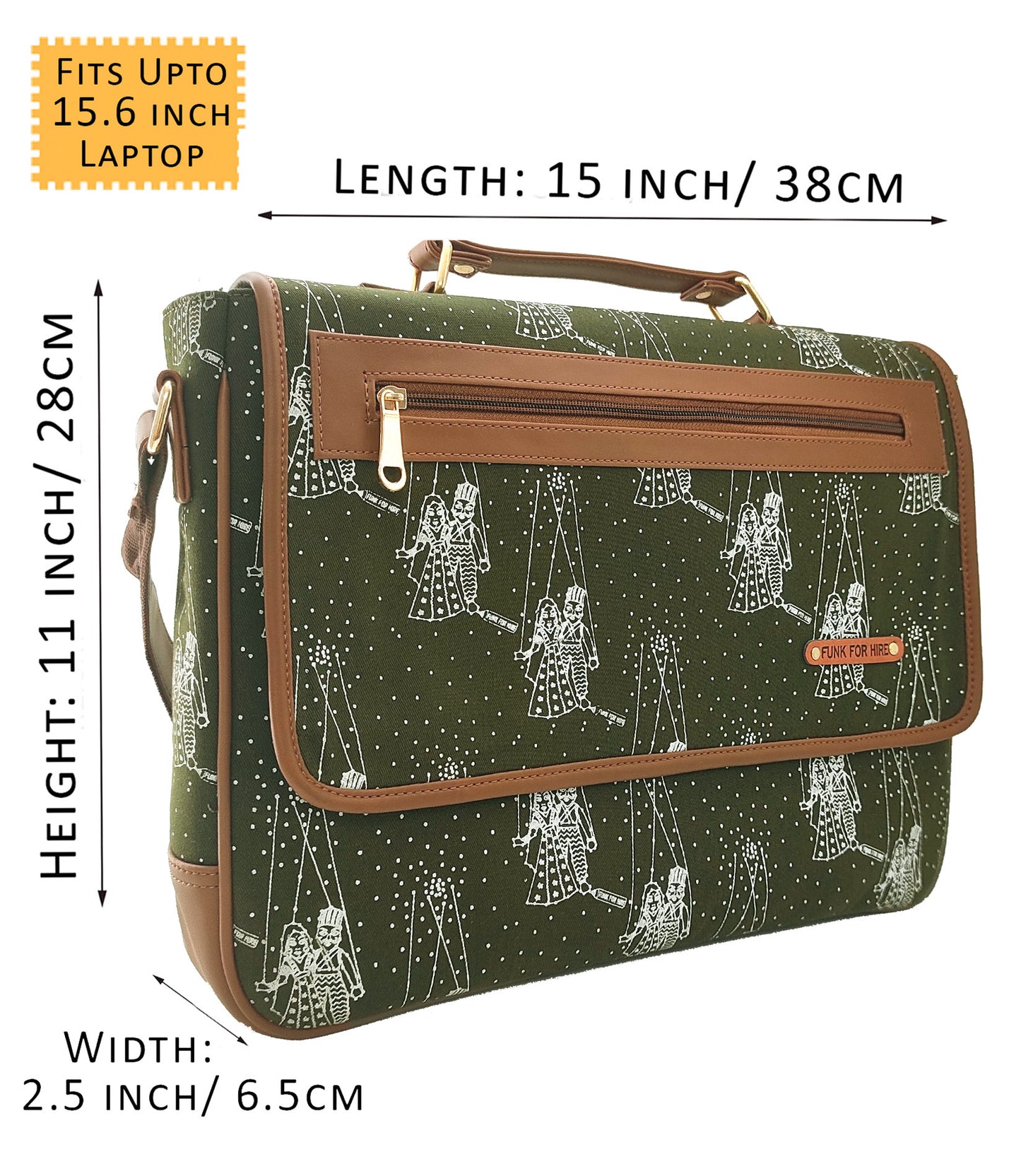 Katputli Flap Laptop Bag 15.6 inch Olive