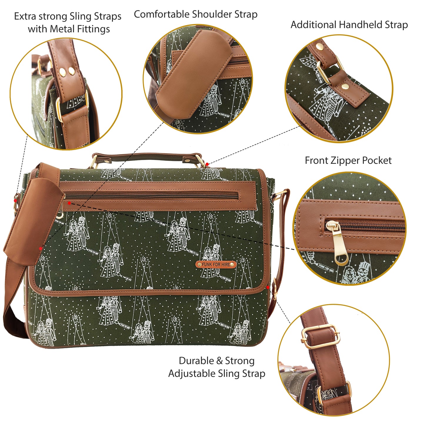 Katputli Flap Laptop Bag 15.6 inch Olive
