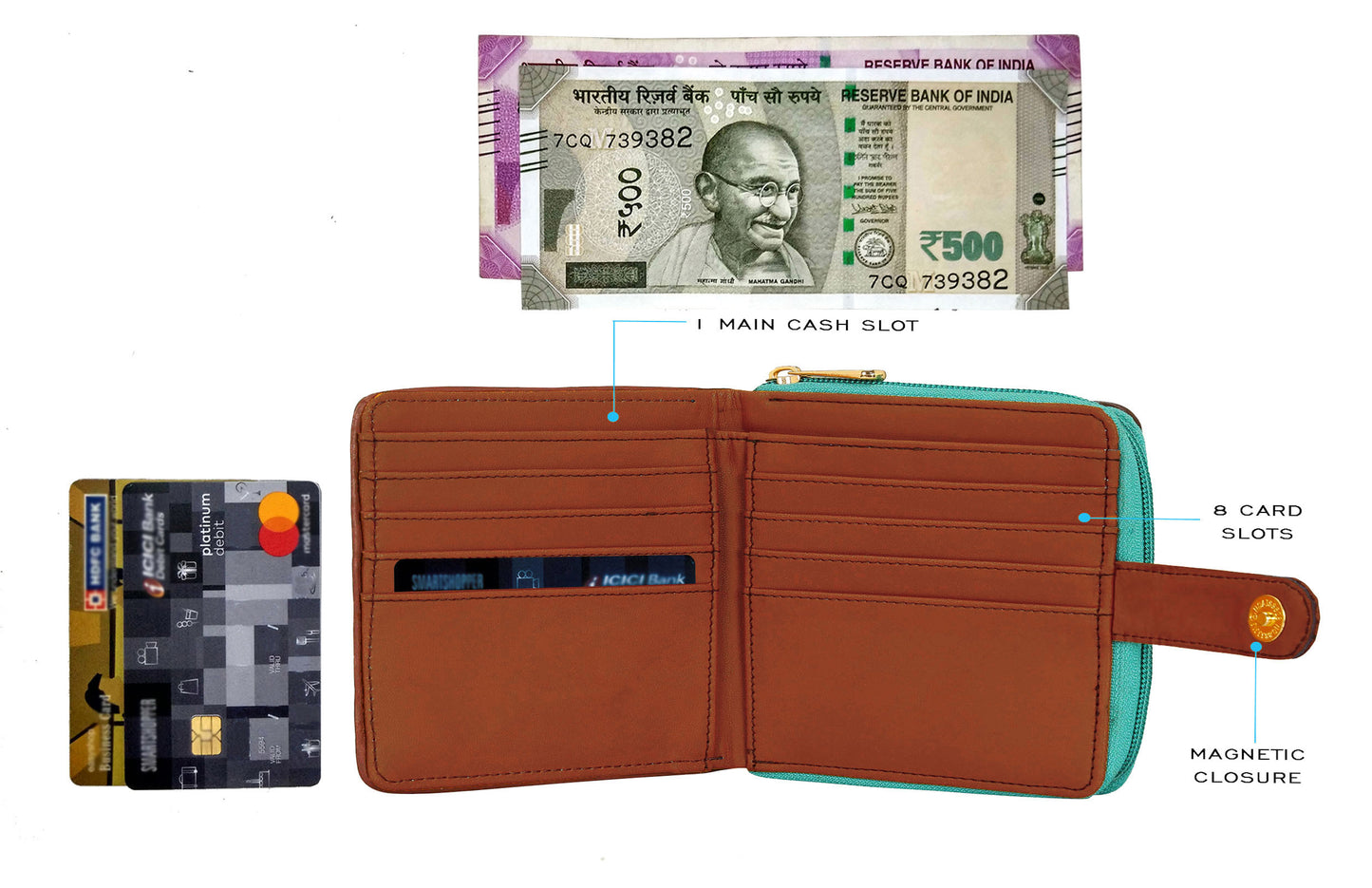 Latain Loop Wallet Aqua Blue