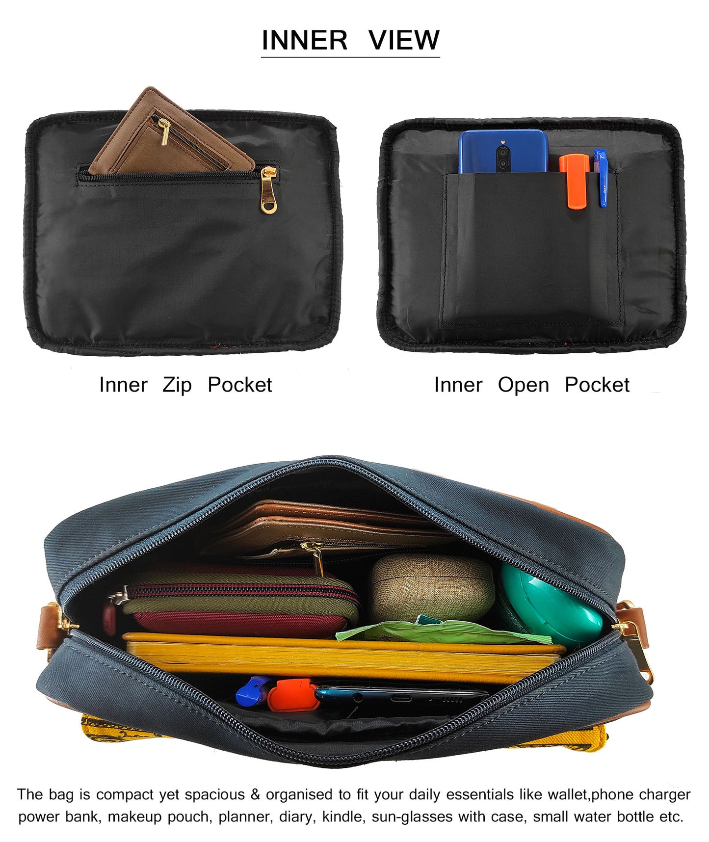 Match Box Two Pocket Sling Bag Yellow