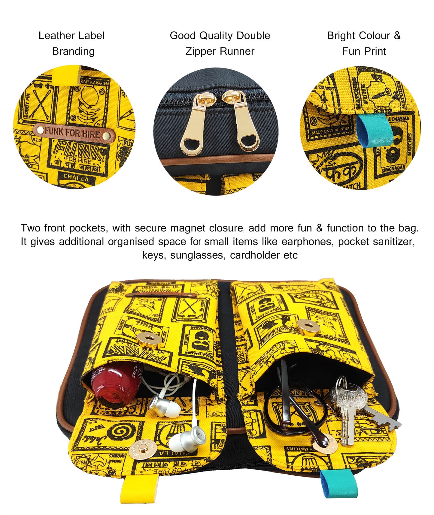 Match Box Two Pocket Sling Bag Yellow