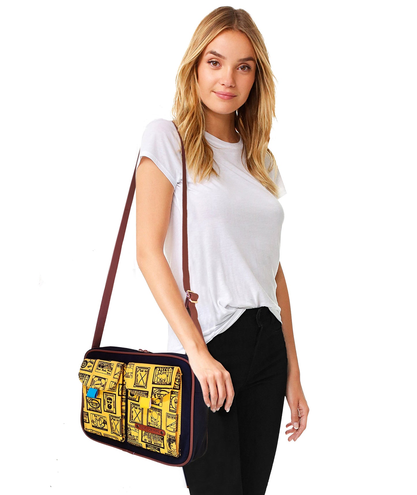 Match Box Two Pocket Sling Bag Yellow
