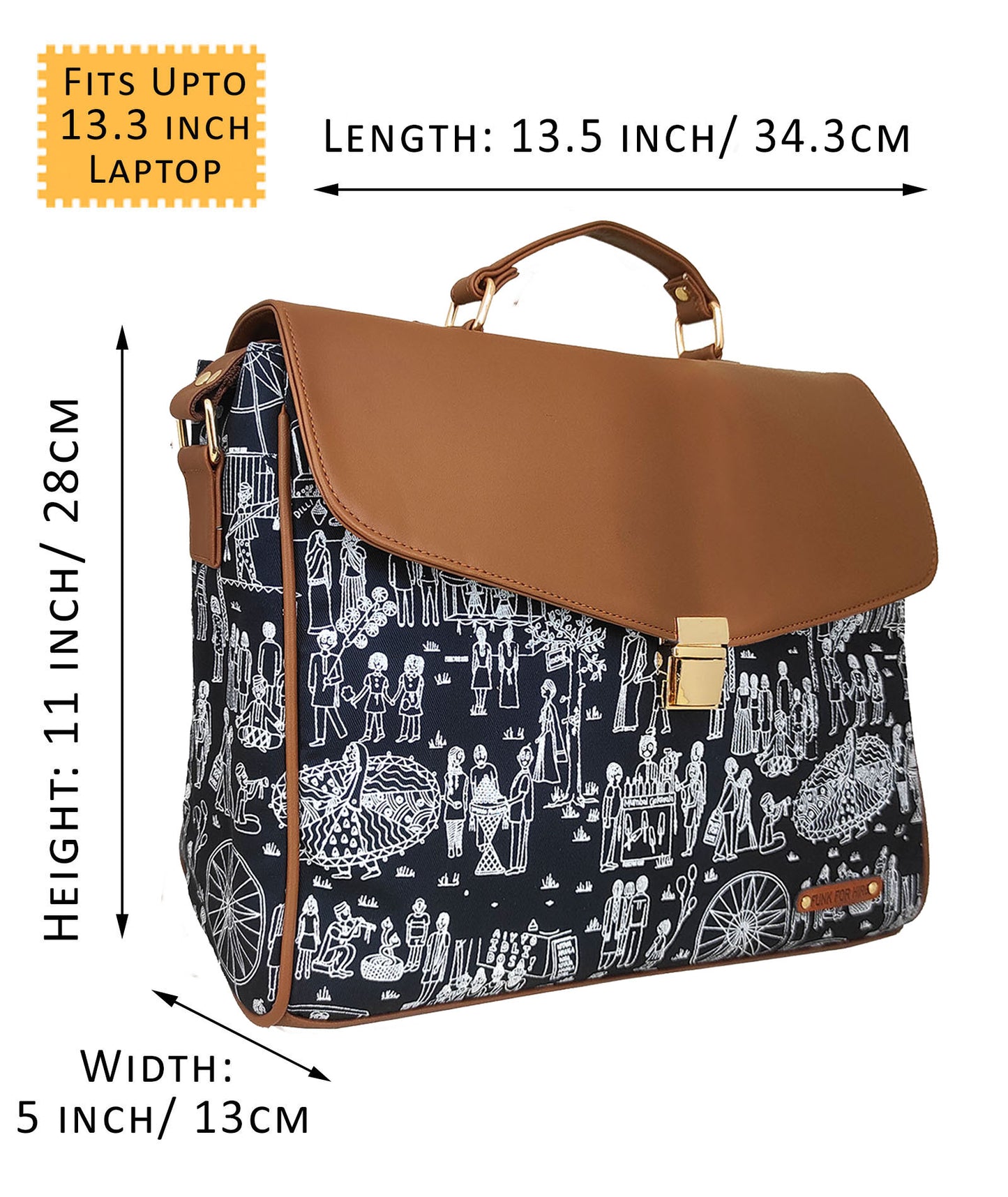 Mela printed Laptop Work Bag 13.3 inch Navy