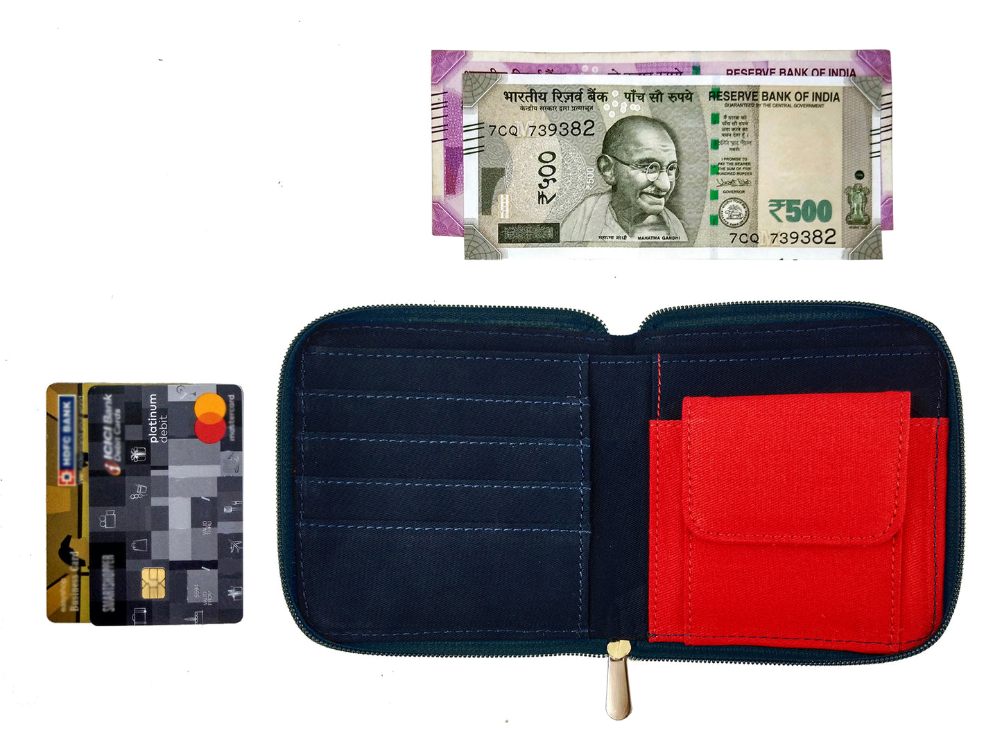 Combo Offers : Music Border Drawstring Bag & Square Red Wallet