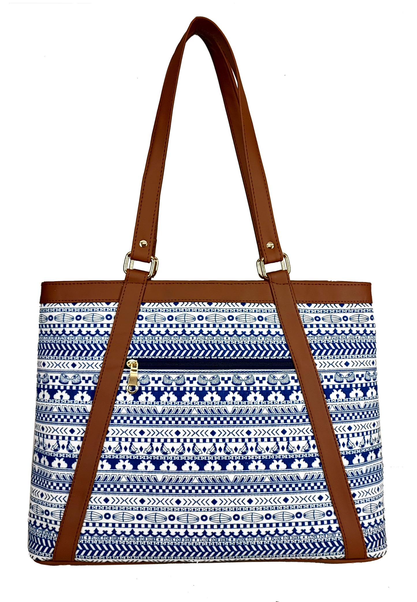 Tote Handbag Muisc Border White