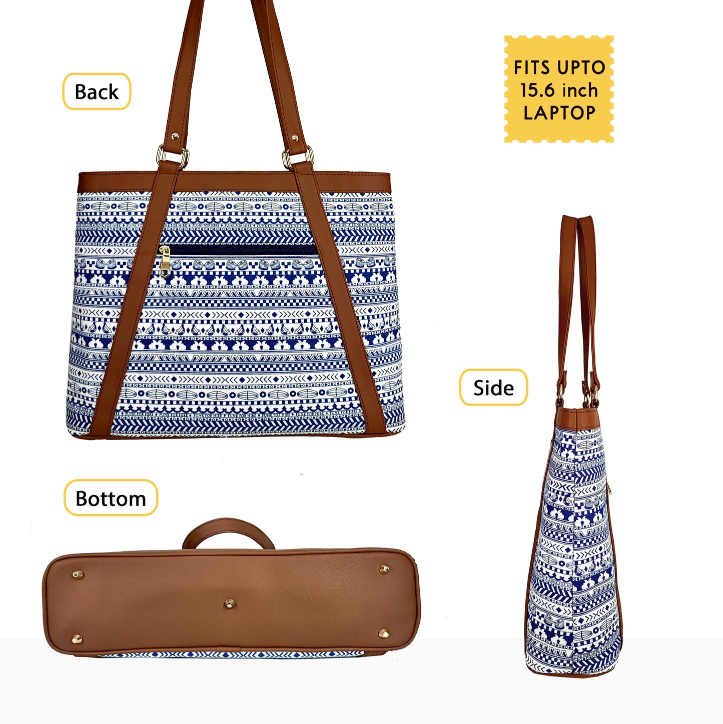 Tote Handbag Muisc Border White