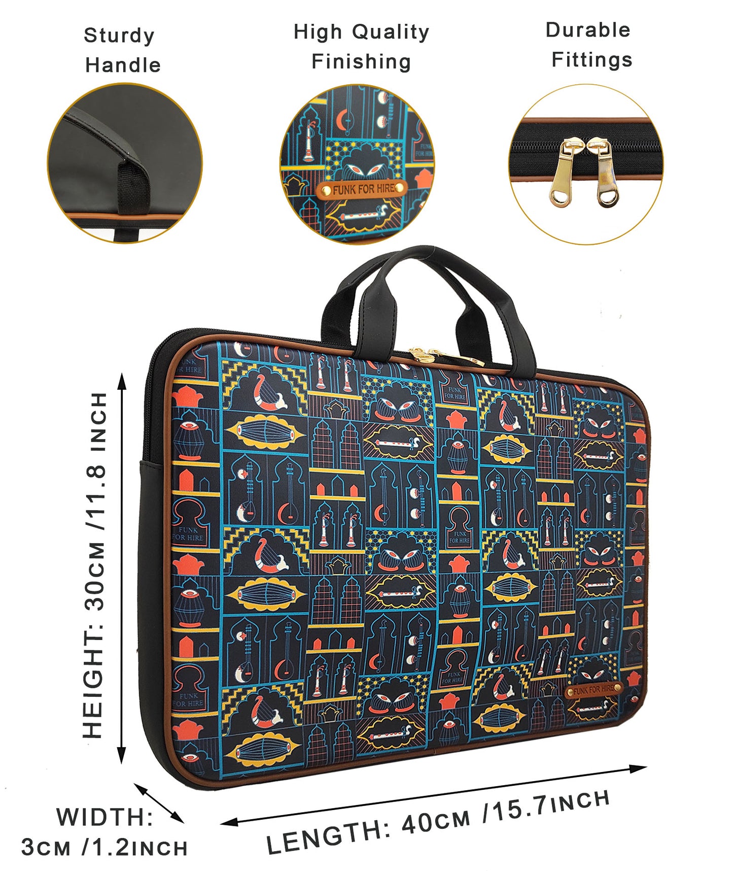 Music Wall Printed Laptop Sleeves Navy