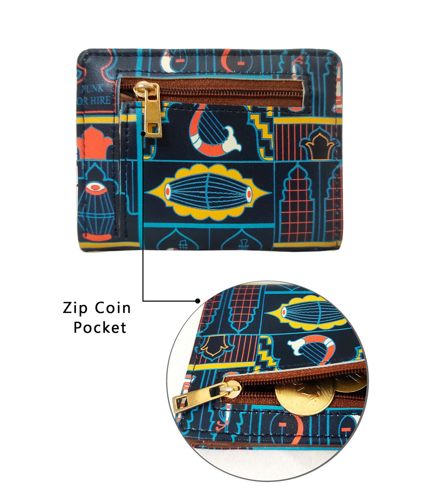 Music wall Navy Pocket Wallet