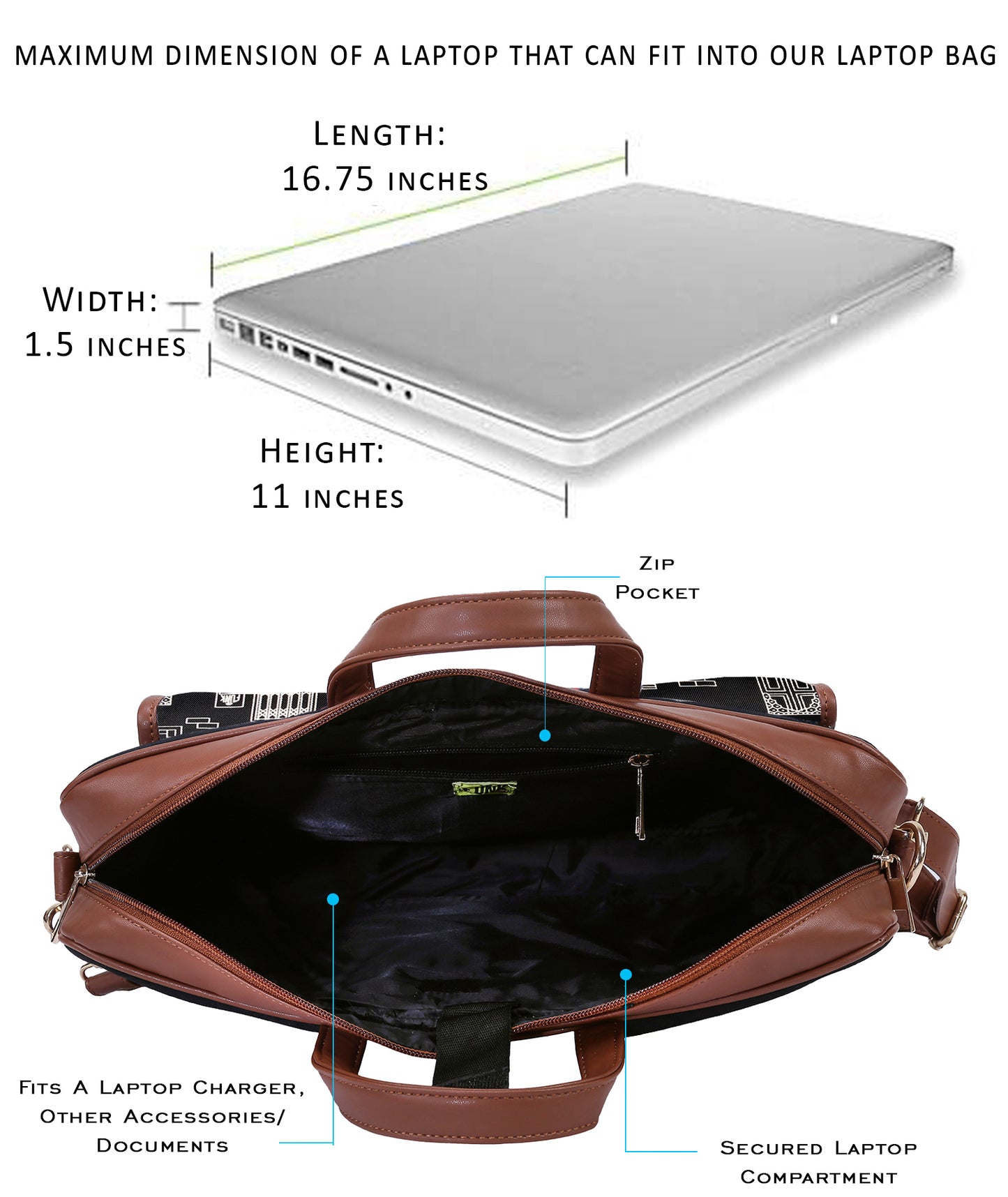 Wall One Pocket Laptop Bag 17 inch