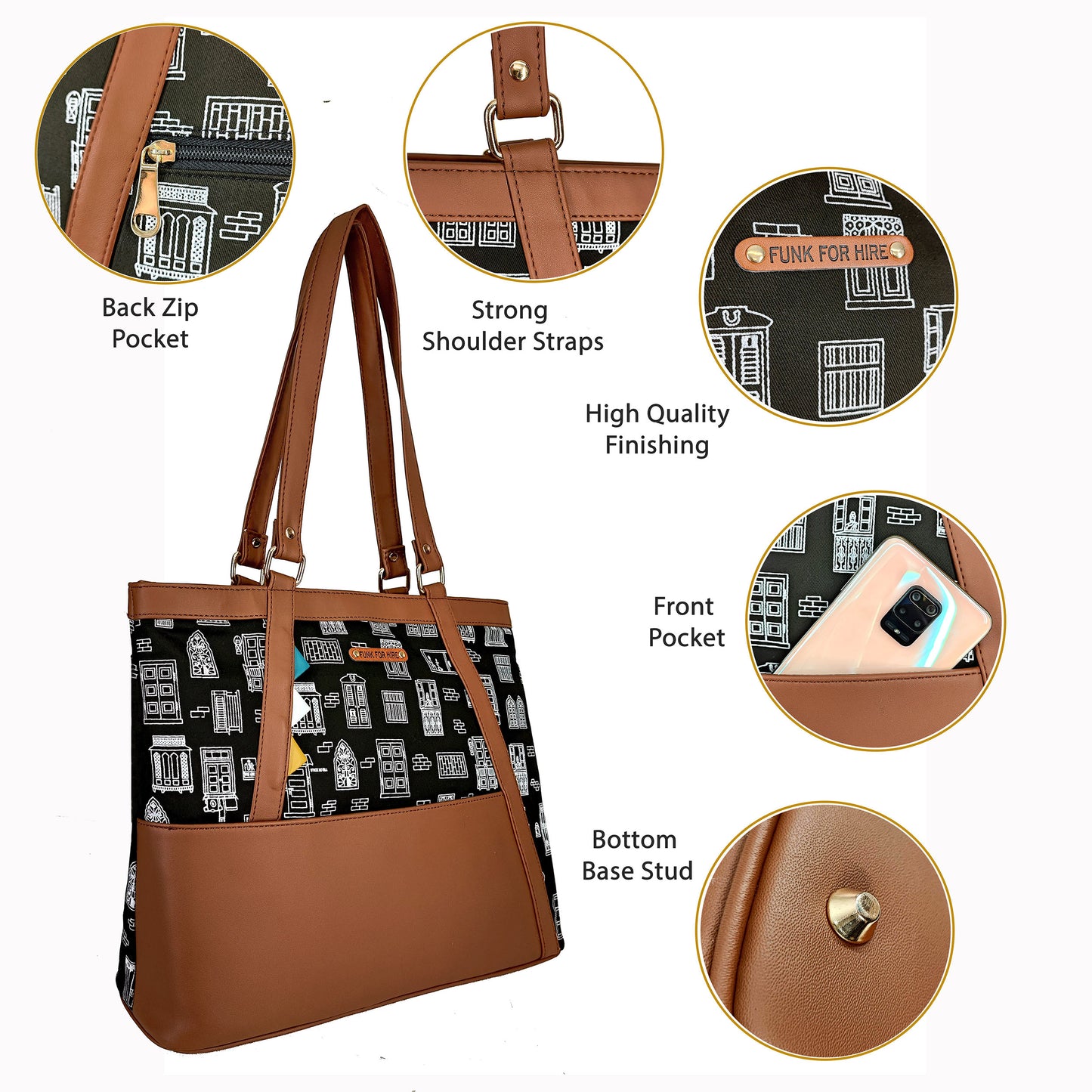 Tote Handbag Wall Black