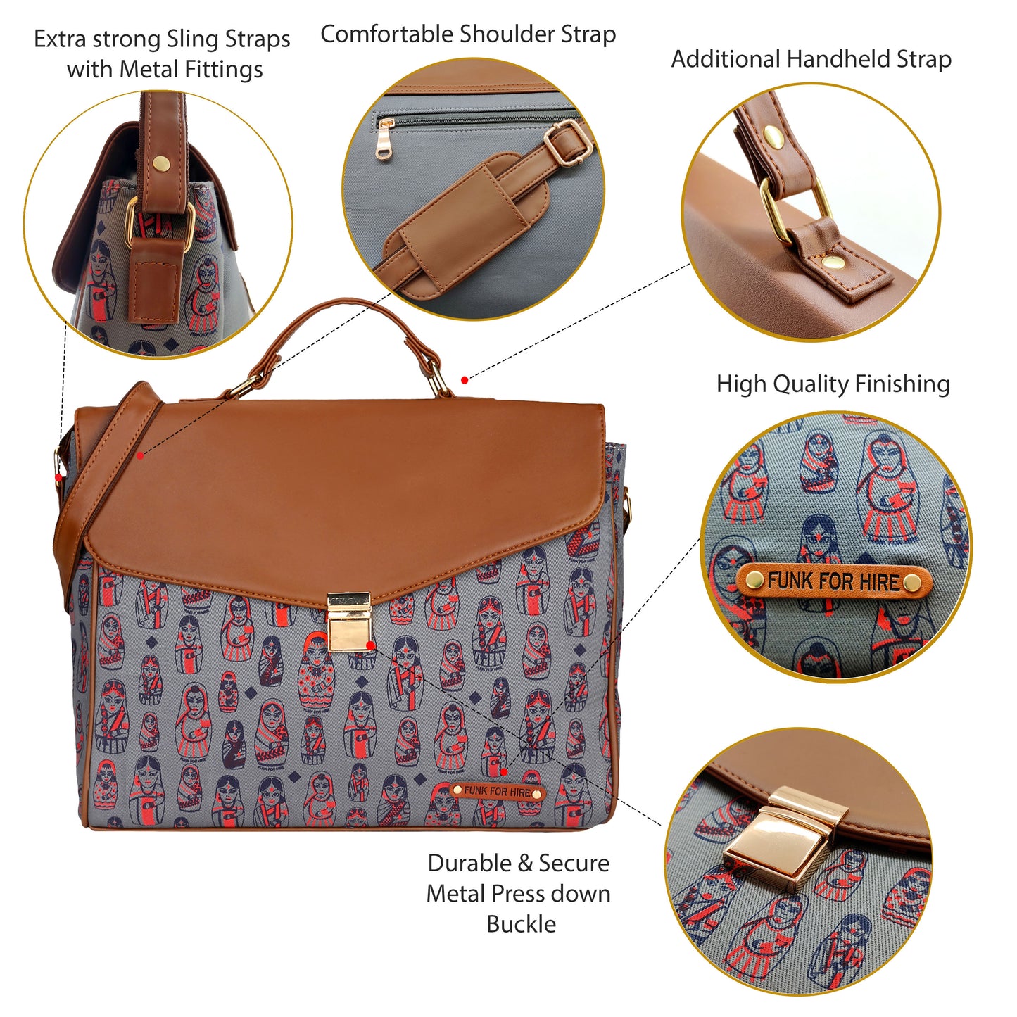 Doll printed Laptop Work Bag 13.3 inch Grey