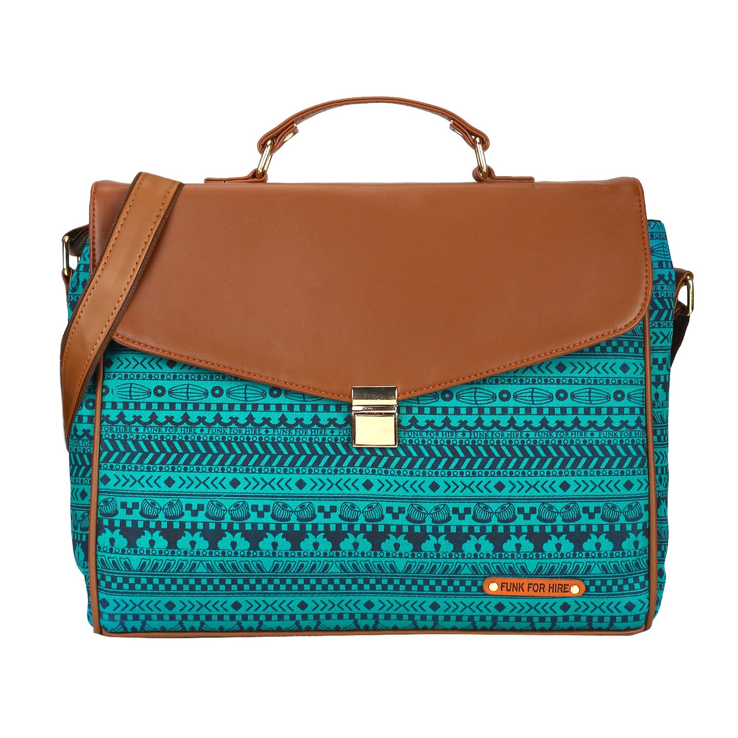 Music Border printed Laptop Work Bag 13.3 inch Turquoise
