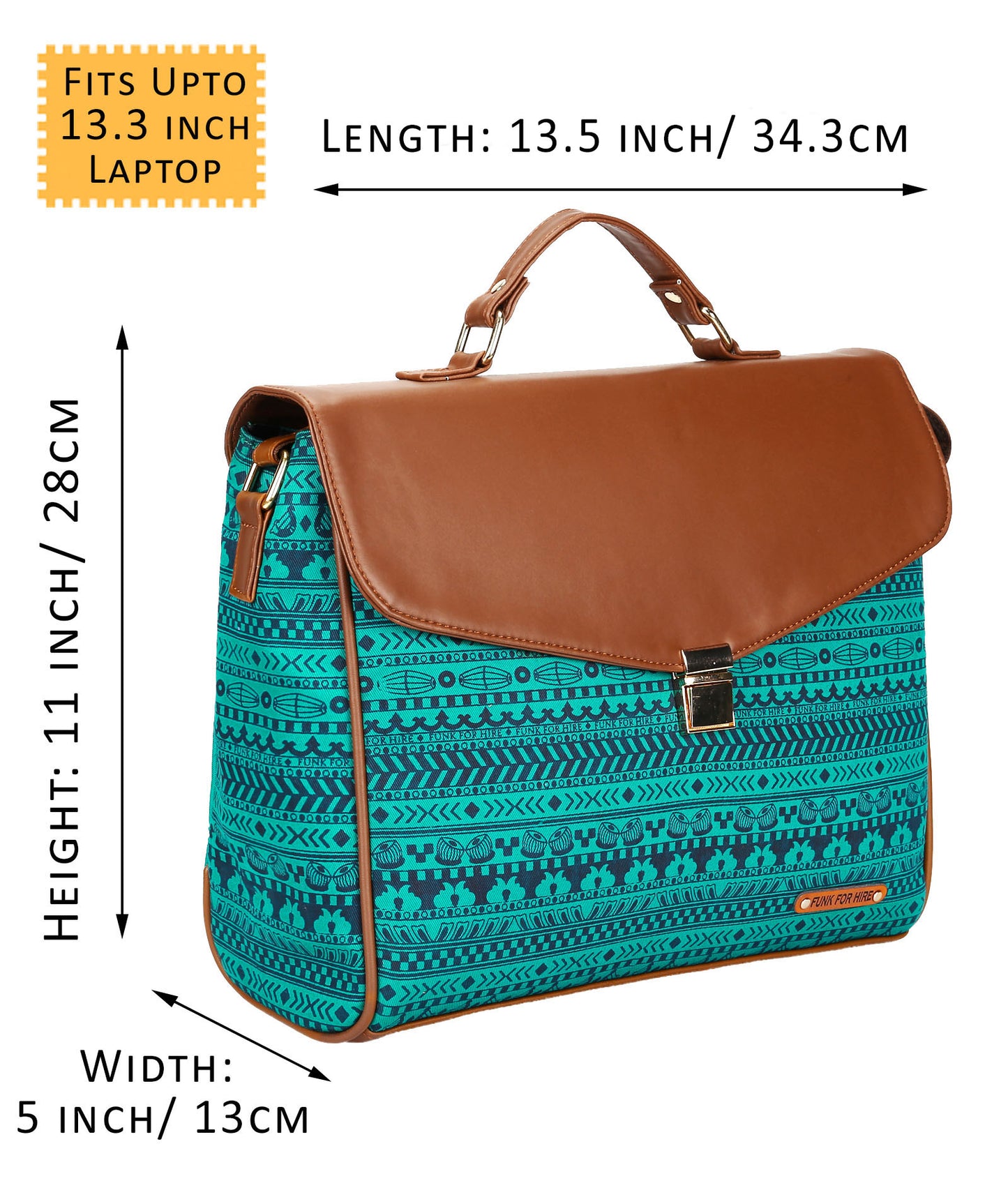 Music Border printed Laptop Work Bag 13.3 inch Turquoise