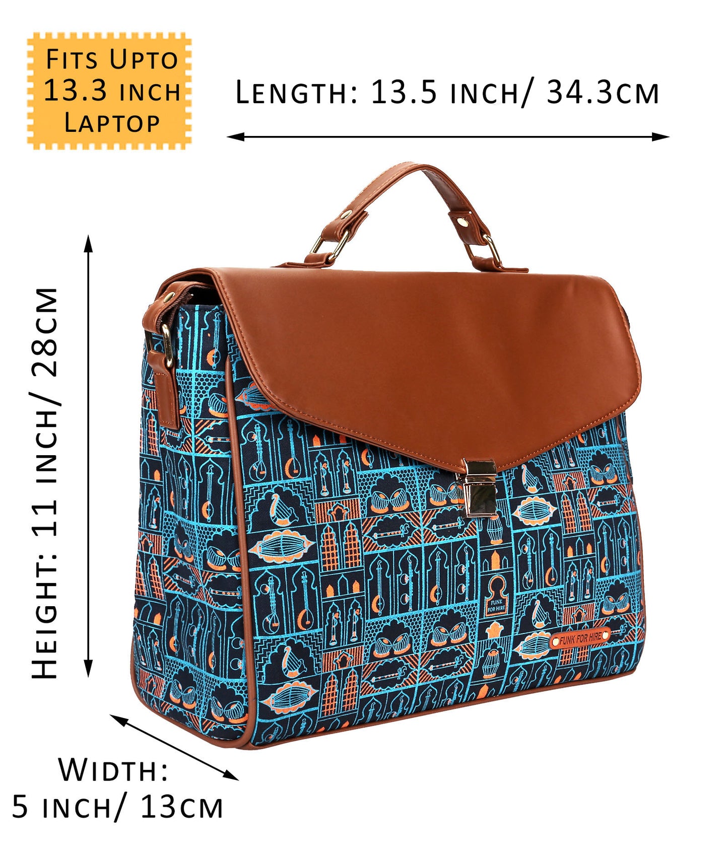 Music Wall printed Laptop Work Bag 13.3 inch Navy