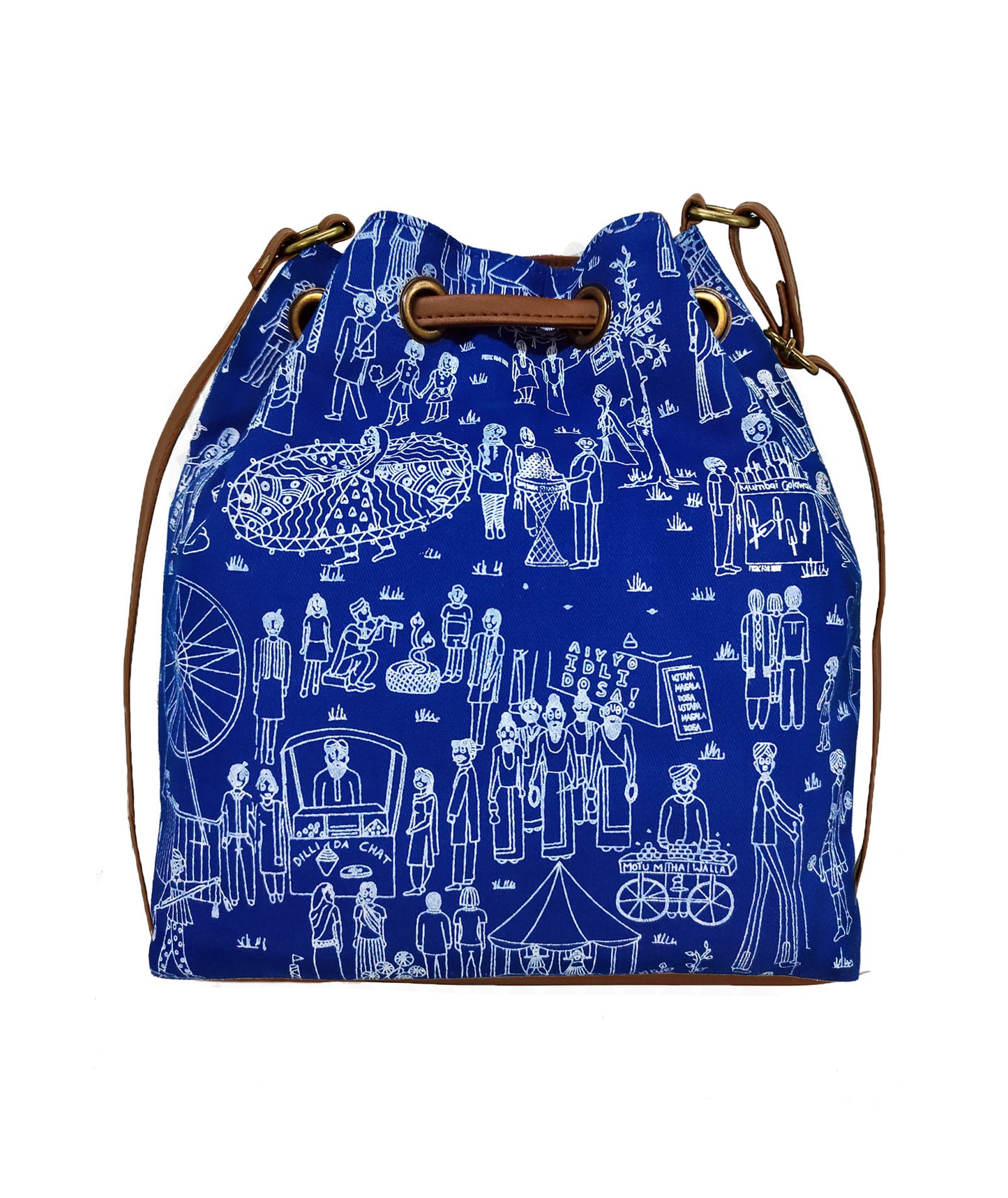 Mela Drawstring Sling Bag Blue