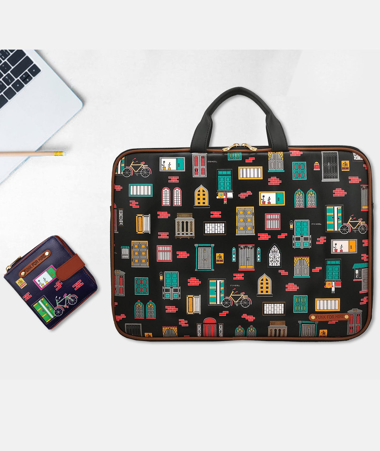 Combo Offers : Wall Laptop Black Sleeve & Wall Loop Navy Wallet