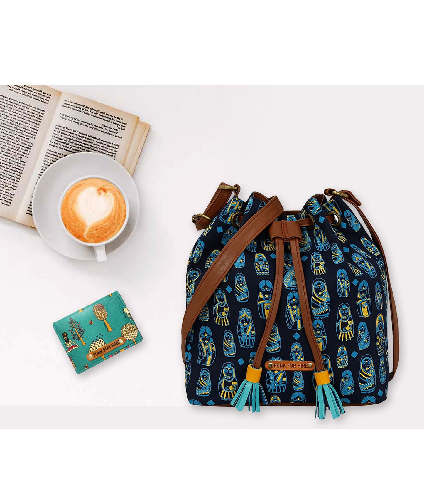 Combo Offers : Doll Drawstring Bag & Tree Pocket Teal Wallet