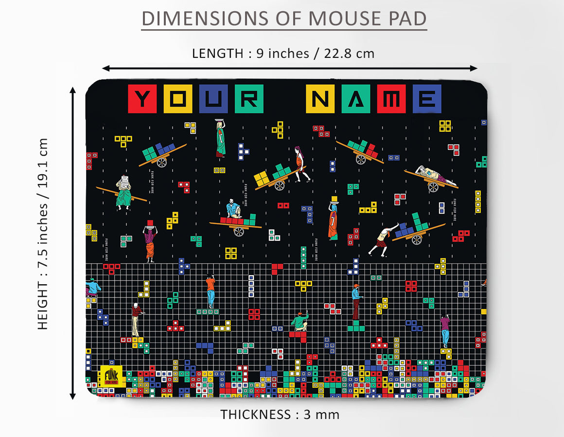 Personalized Tetris Printed Black Anti - Slip Mouse Pad