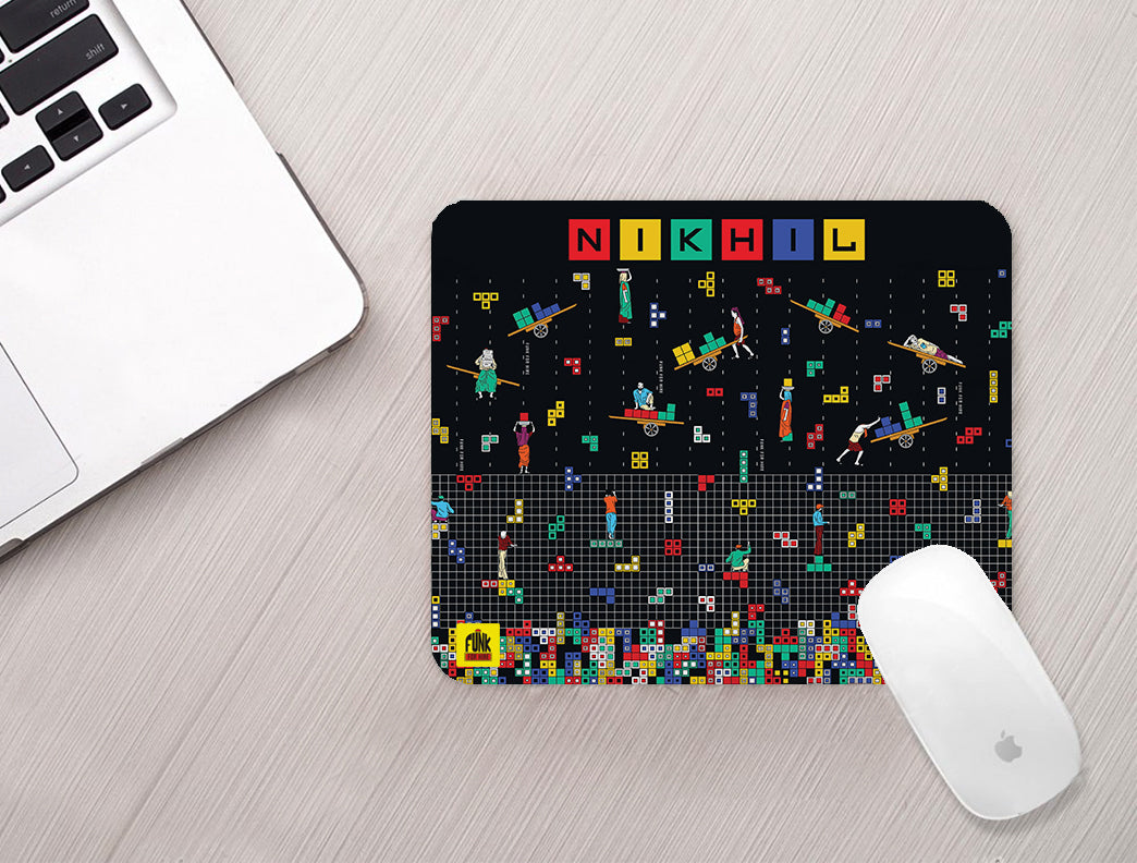 Personalized Tetris Printed Black Anti - Slip Mouse Pad