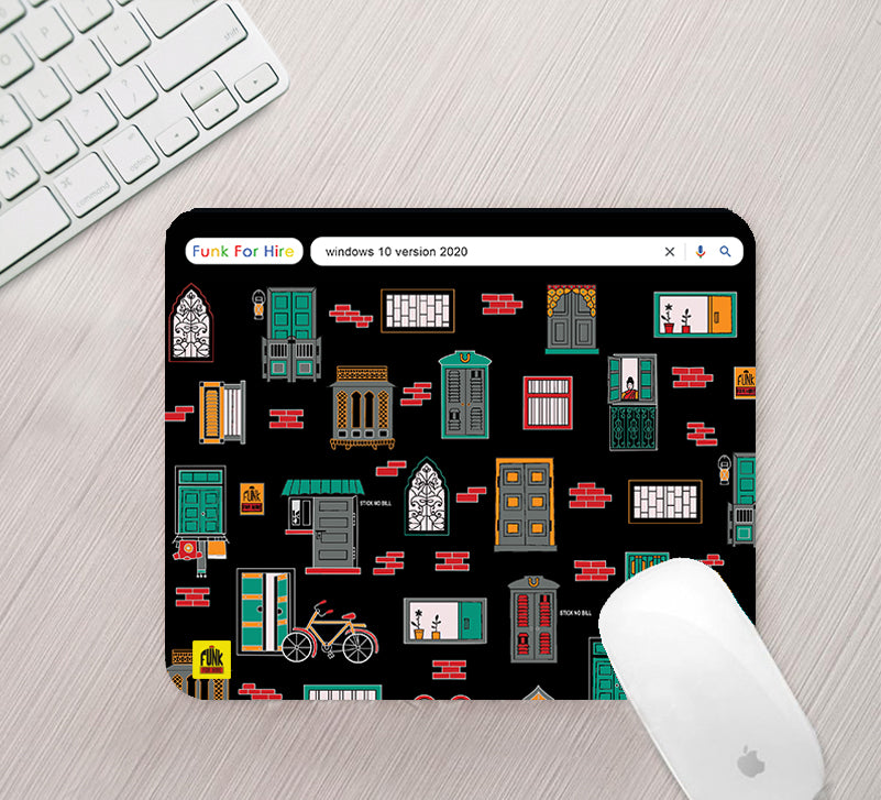 Wall Door And Windows Printed Black Anti - Slip Mouse Pad