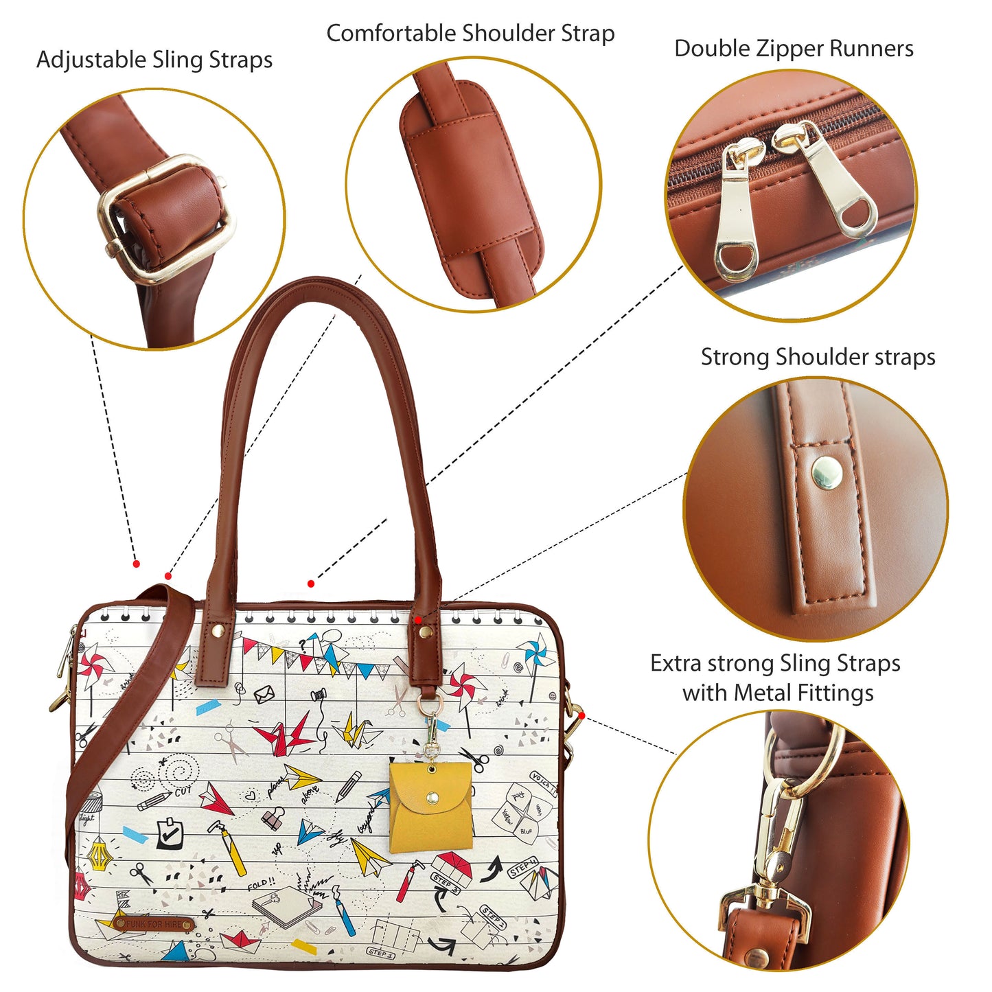 Combo Offers : Origami Laptop White Handbag & Loop White Wallet