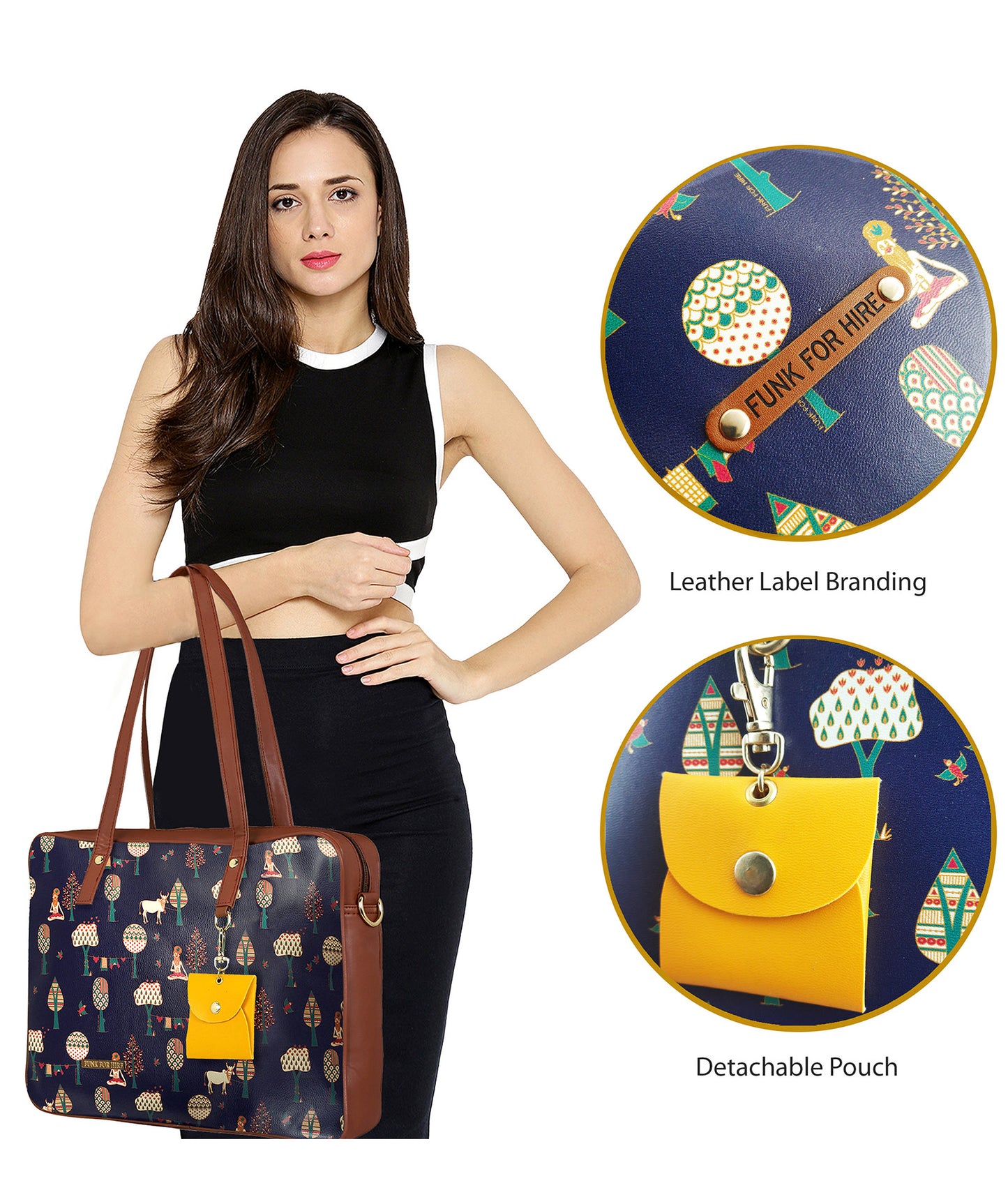 Combo Offers : Tree Laptop Navy Handbag & Pocket Teal Wallet