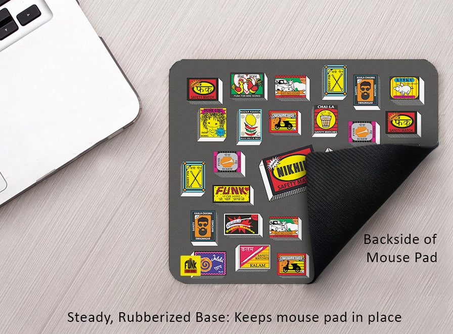 Personalized Match Box Collage Printed Grey Anti - Slip Mouse Pad