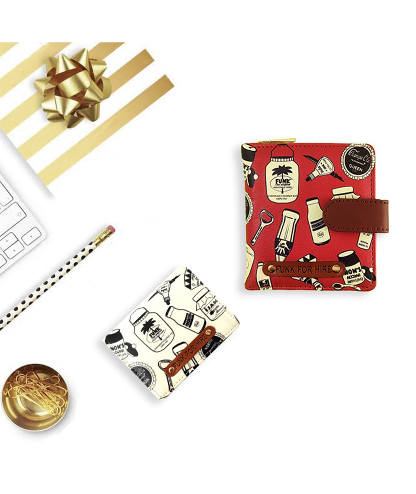 Combo Offer : Bottle Loop Red & Pocket Off White Wallet