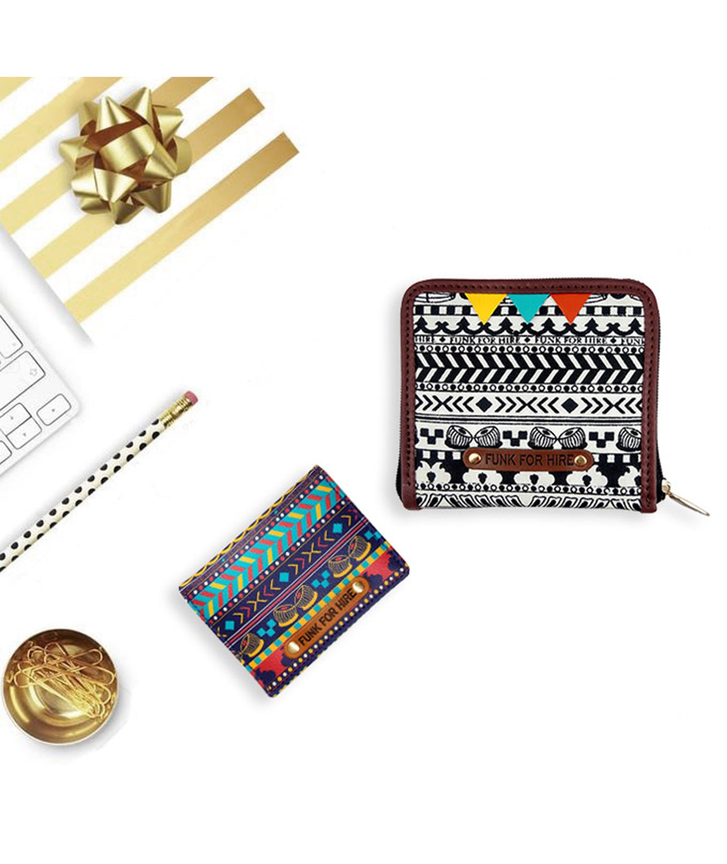 Combo Offers : Music Border Square White Wallet & Pocket Music Border Wallet