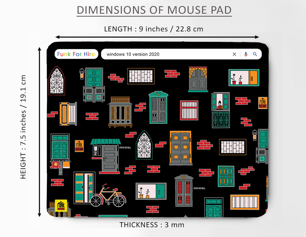 Wall Door And Windows Printed Black Anti - Slip Mouse Pad
