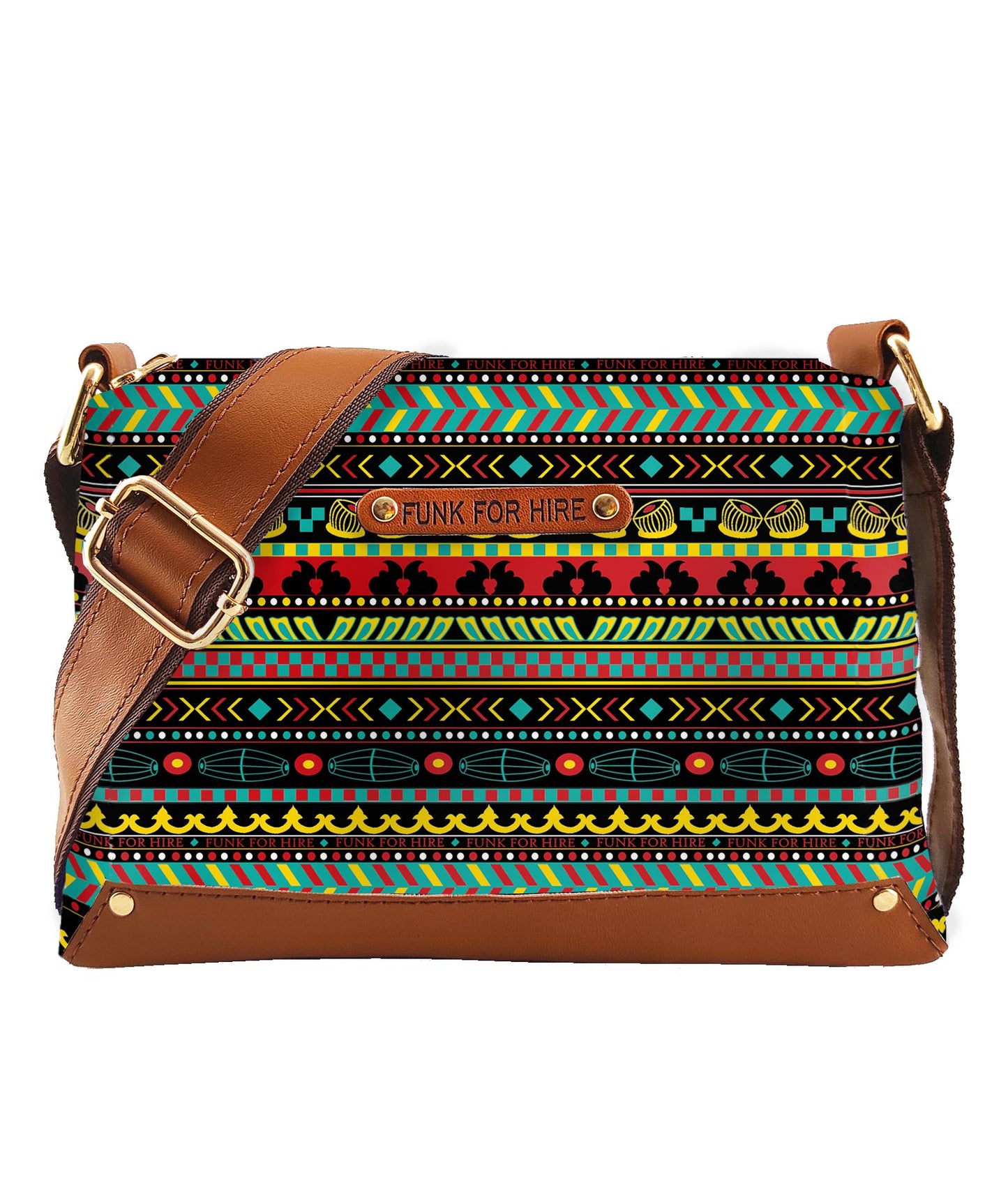 💥Combo Offers : Music Border black Rexine Box Sling Bag & Pocket Wallet Multicolour