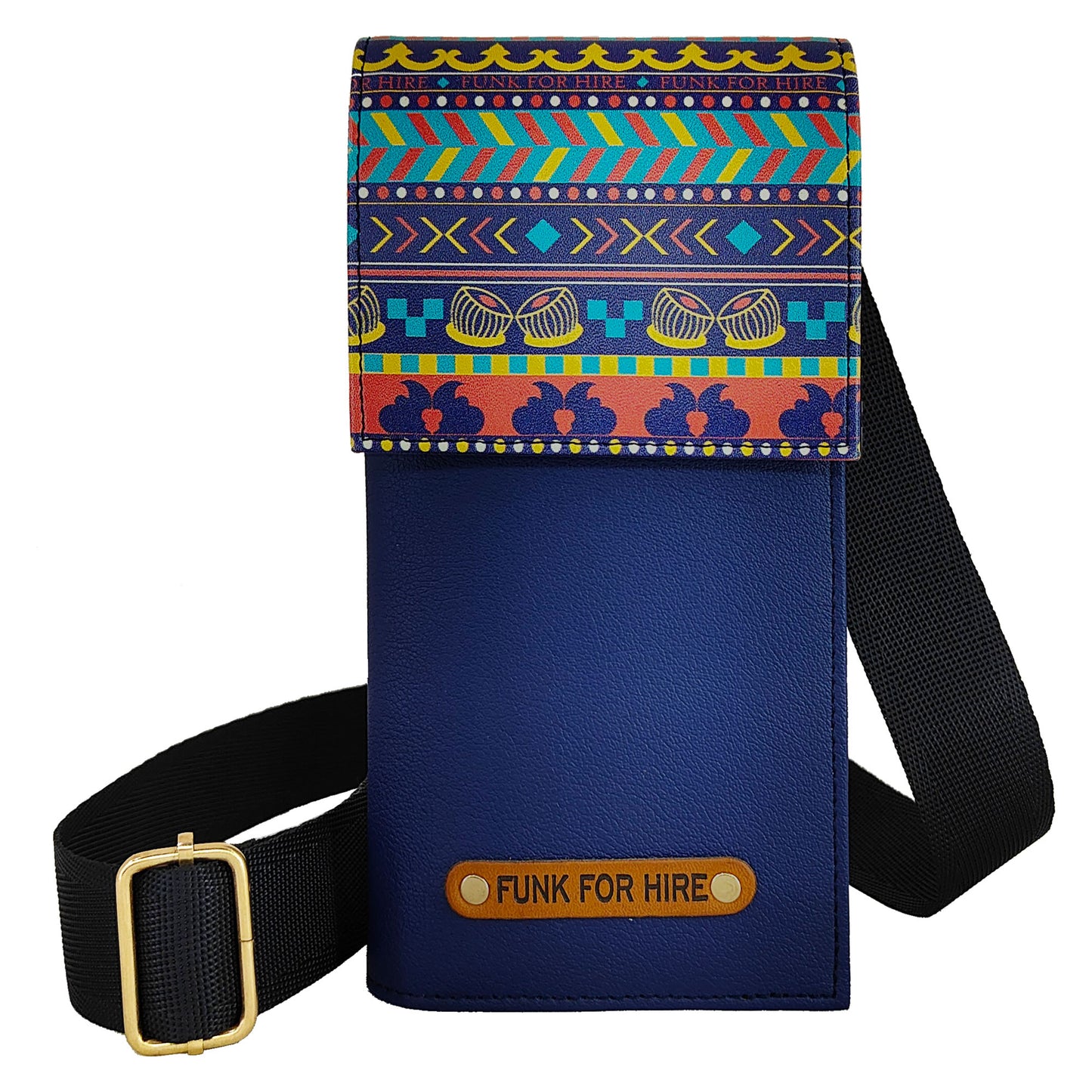 Music Border Flap Mobile Phone Sling Navy