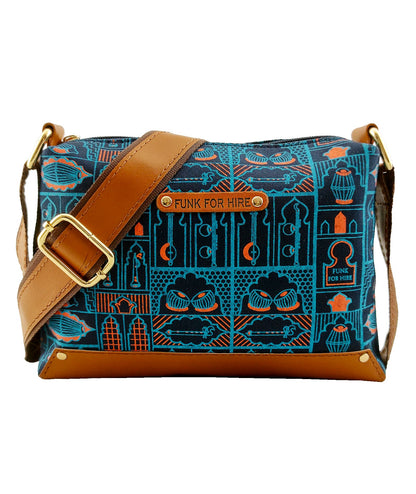 💥Combo Offers : Music Wall Box Navy Sling Bag & Off-white Zip Pocket Wallet