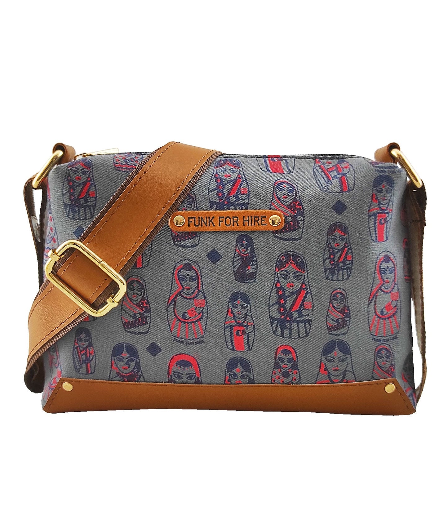 Combo Offers : Doll Box Grey Sling Bag & Red Zip Pocket Wallet