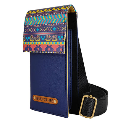 Music Border Flap Mobile Phone Sling Navy