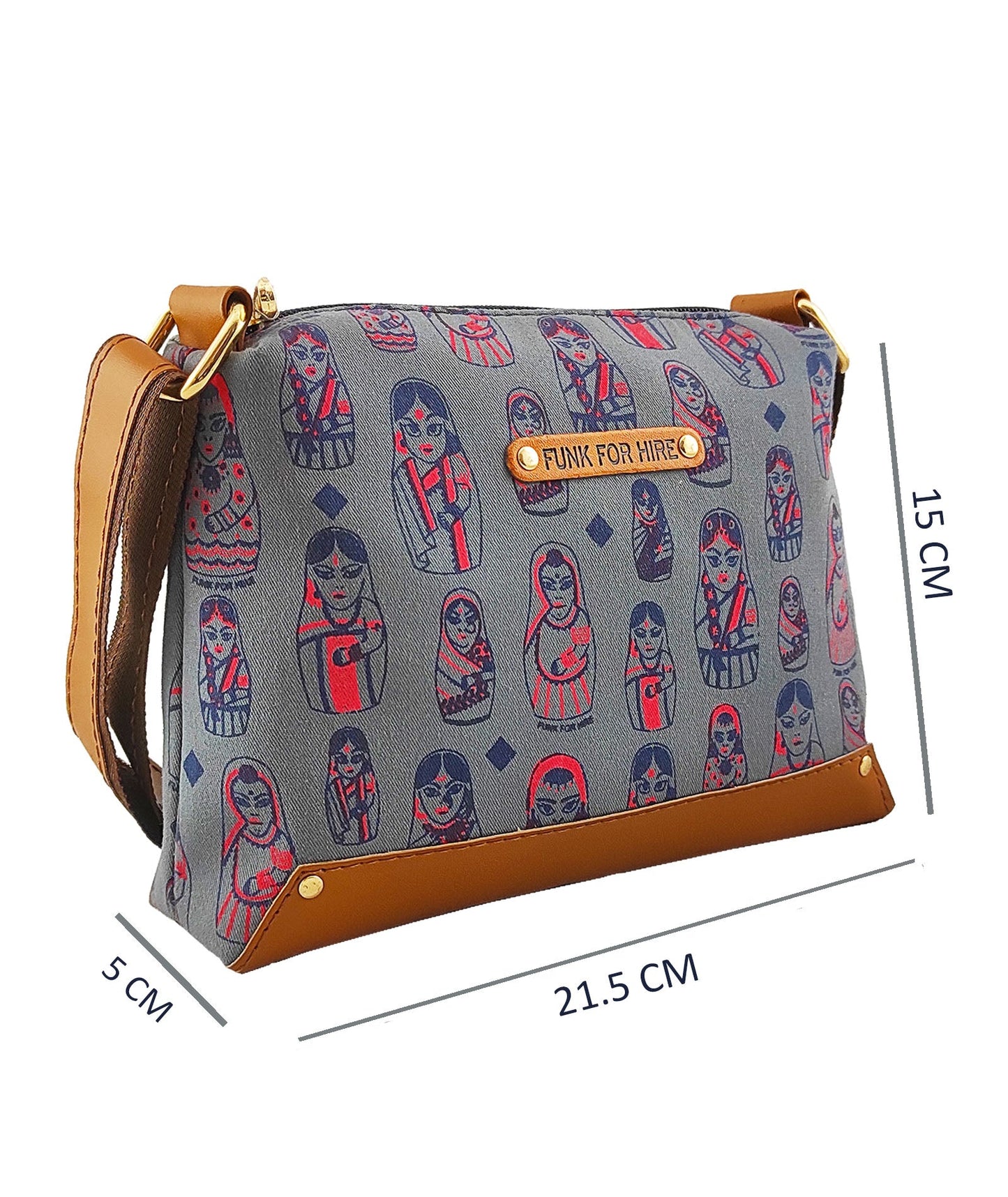 Combo Offers : Doll Box Grey Sling Bag & Red Zip Pocket Wallet