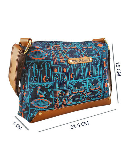 💥Combo Offers : Music Wall Box Navy Sling Bag & Off-white Zip Pocket Wallet